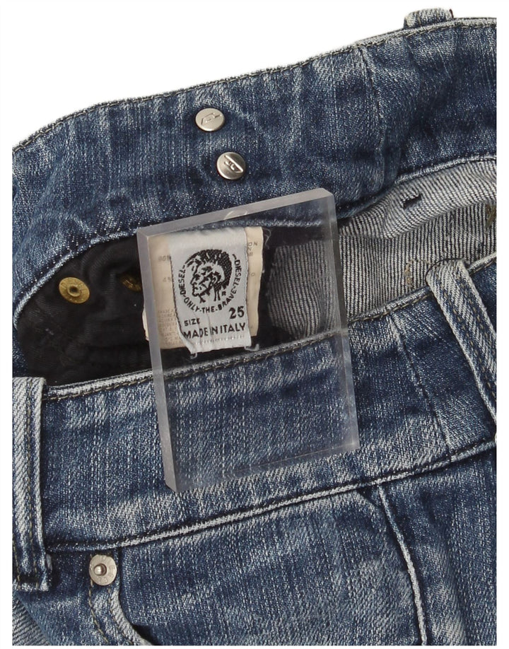 Damskie dżinsy Bootcut z niską talią, w trudnej sytuacji, W25 L33, niebieska bawełna