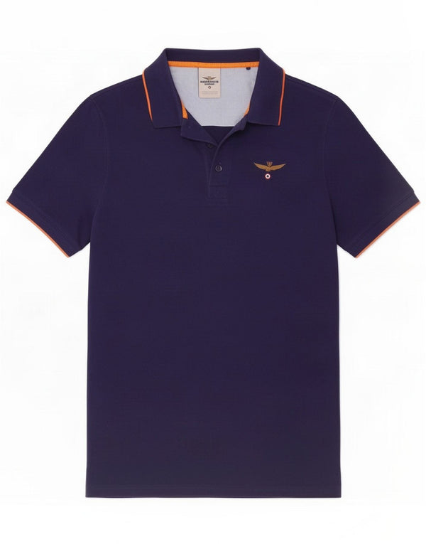 Aeronautica Militare Męska koszulka polo slim fit XL granatowa bawełniana