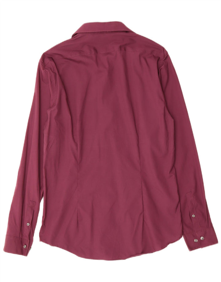 Dopasowana koszula męska CALVIN KLEIN, rozmiar 39 15 1/2, średnia, bordowa bawełna