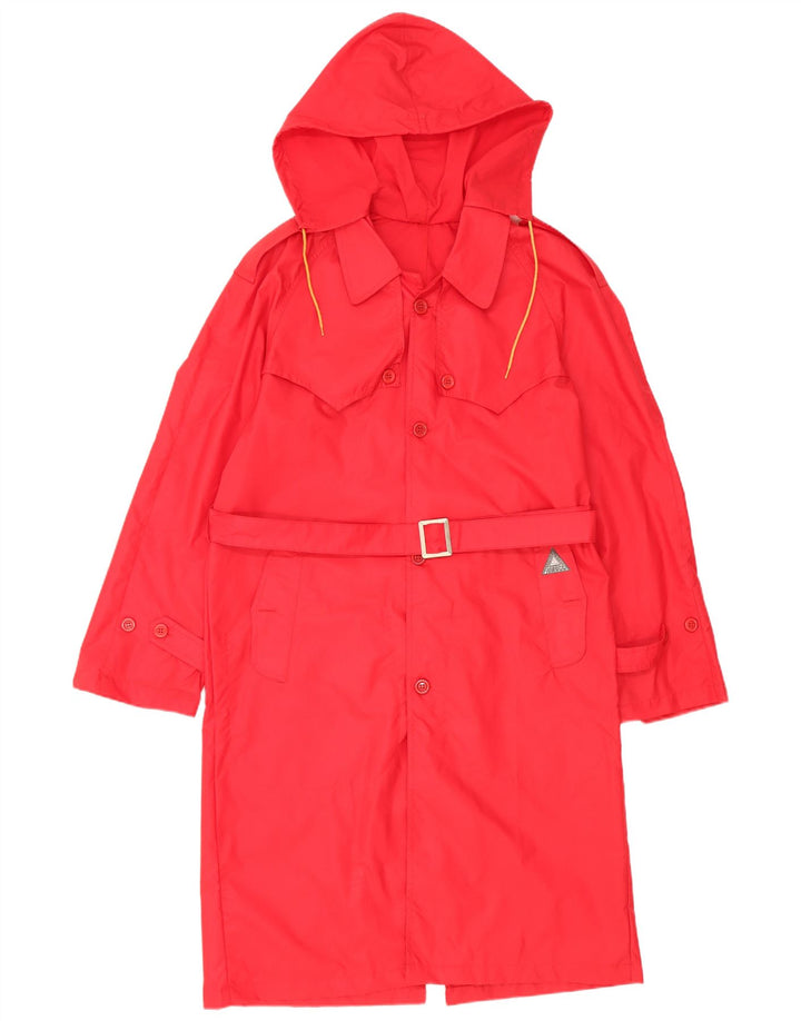 Damski trencz z kapturem Fiorucci UK 14 Średni czerwony nylon