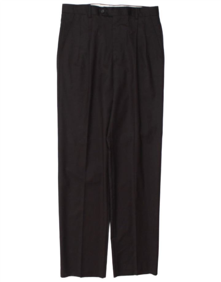 Męskie spodnie garniturowe w stylu vintage IT 48 Medium W32 L34 Czarna wełna