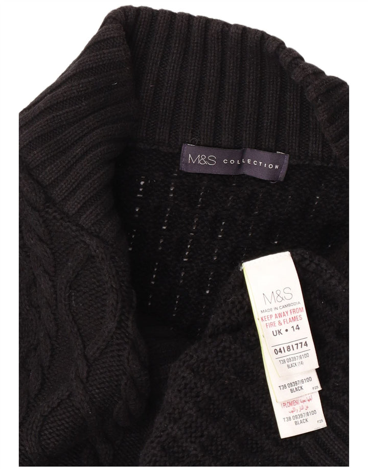 Marks & Spencer Damski sweter kardigan UK 14, duży, czarny, bawełniany