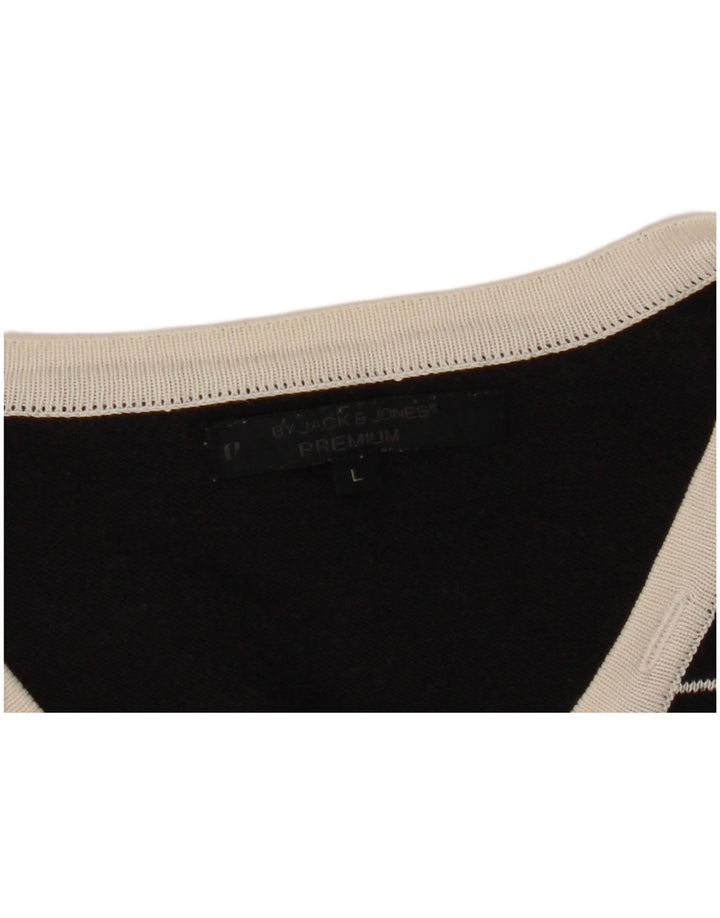 Męski sweter JACK & JONES z dekoltem w kształcie litery V, duże czarne paski