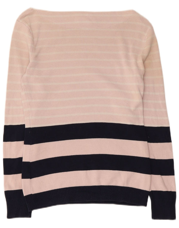 Damski sweter Tommy Hilfiger z dekoltem w łódkę UK 12 Średni różowy w paski