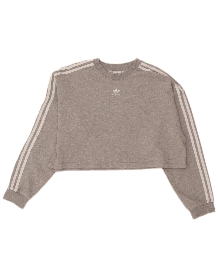 Damska bluza Adidas Crop Oversized Sweter UK 8 Small Grey Cotton