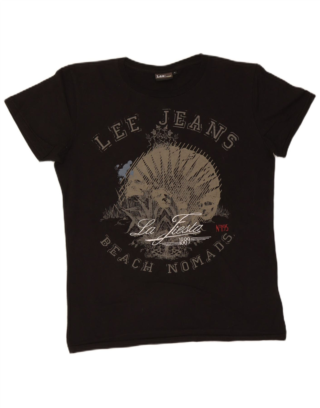 Męski T-shirt Lee z grafiką, duży, czarny, bawełniany