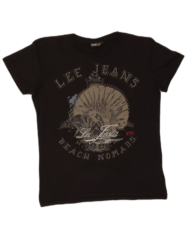 Męski T-shirt Lee z grafiką, duży, czarny, bawełniany