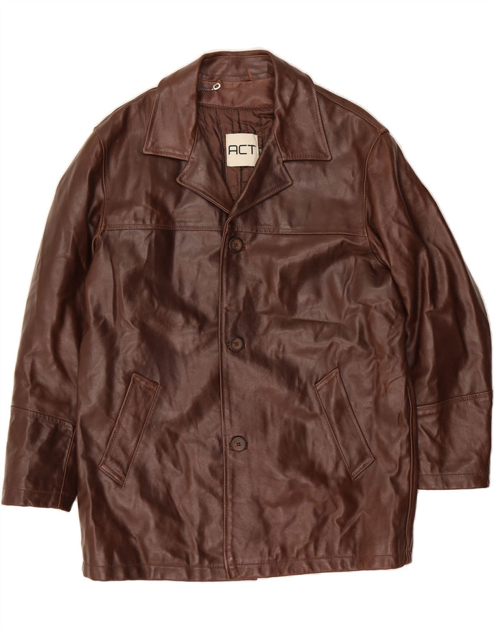 VINTAGE Mens Leather Jacket IT 48 Medium Brown Vintage Vintage and Second-Hand Vintage from Messina Hembry 