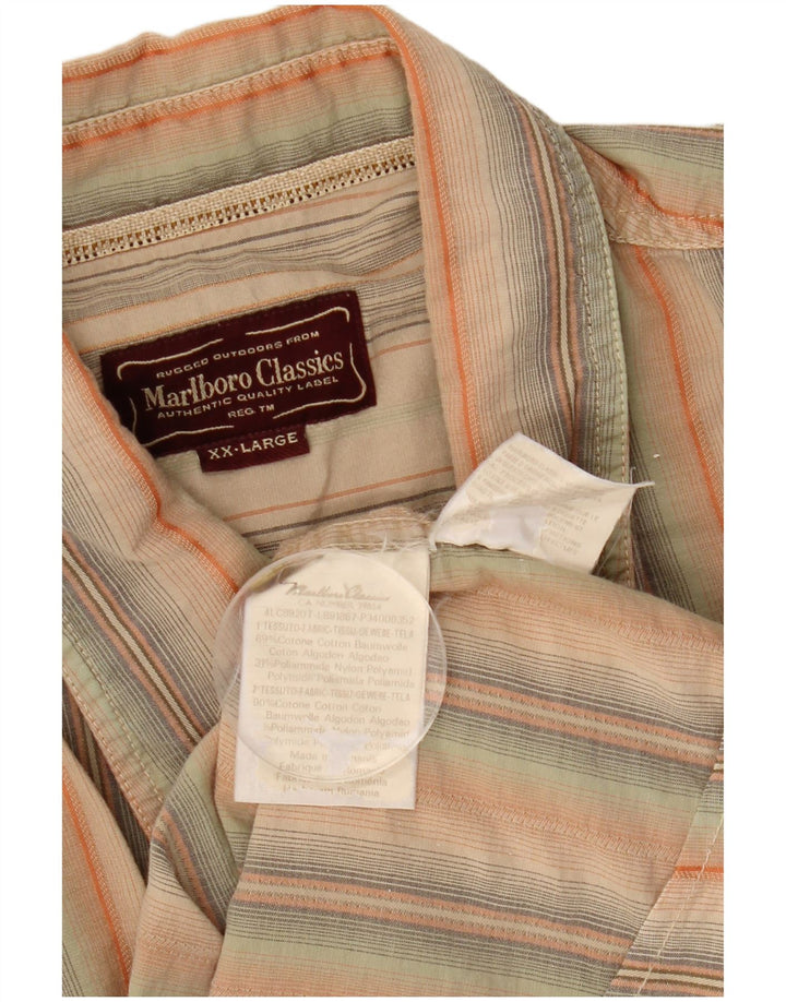 MARLBORO CLASSICS Męska koszula z krótkim rękawem 2XL, bawełniana w kolorowe paski