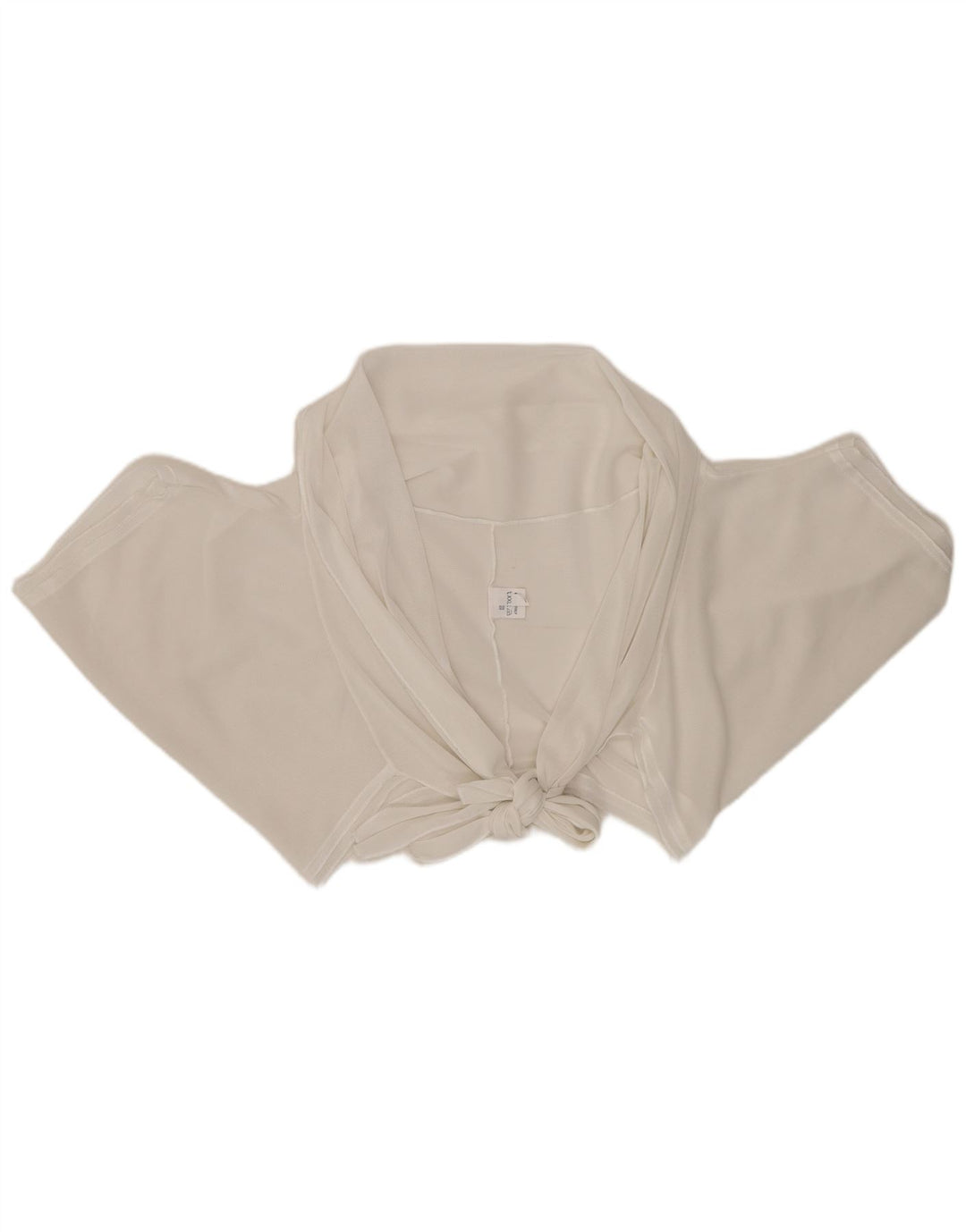 Vintage damski krótki top wiązany z przodu UK 20 2XL biała wiskoza