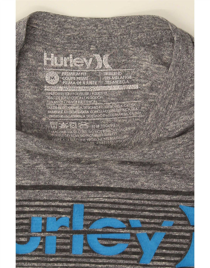 Męski T-shirt z grafiką Hurley Premium Fit, średni szary, nakrapiany poliester
