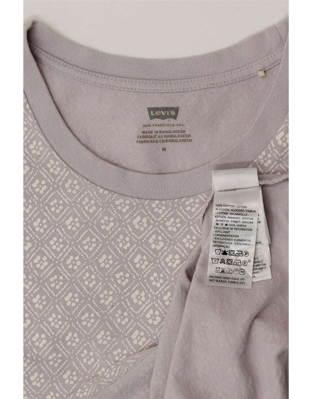 Damska koszulka z grafiką Levi's Top UK 14 Średni Liliowy, geometryczny, bawełniany