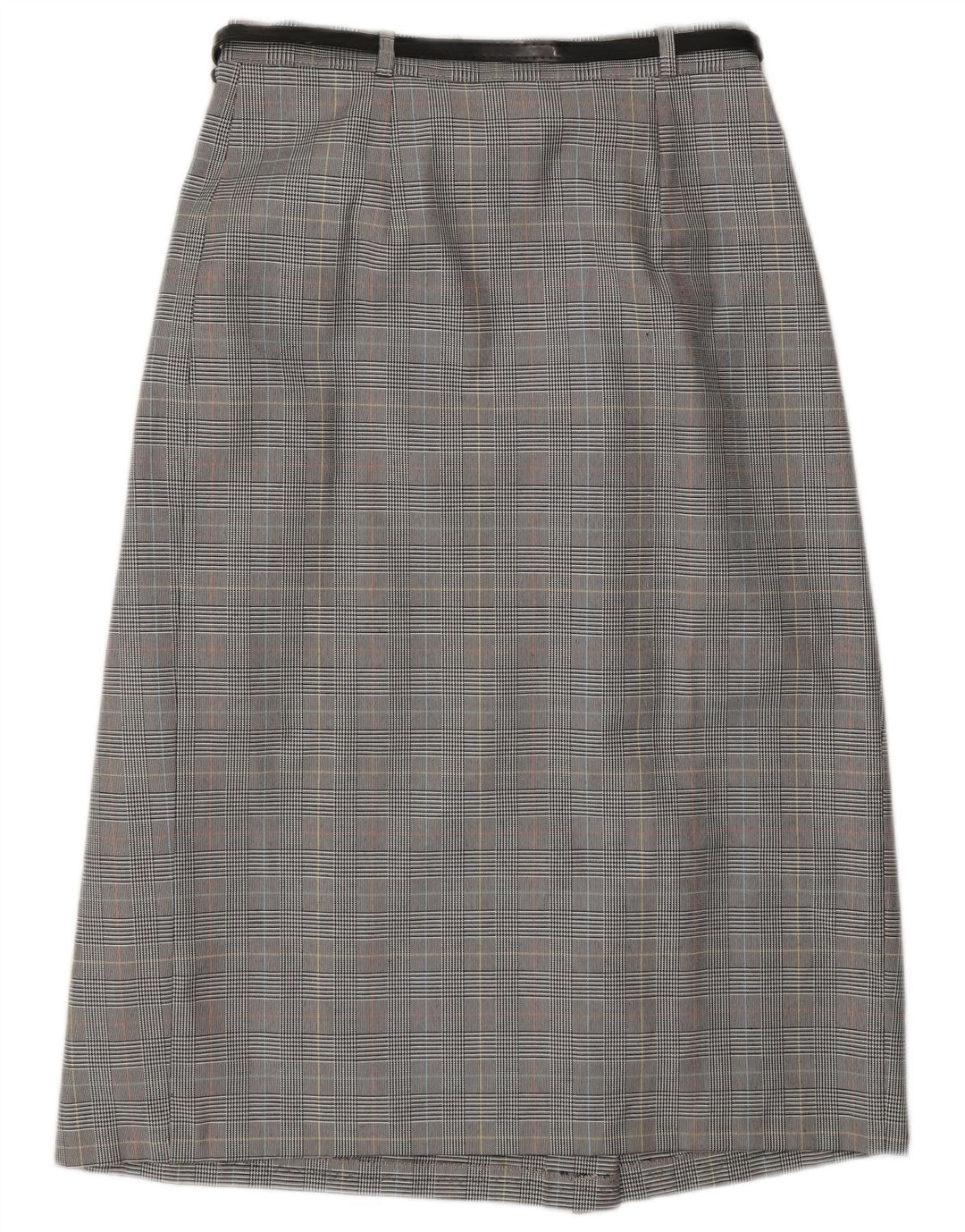 Damska spódnica kopertowa w stylu vintage UK 10 Small W27 Szary poliester w pepitkę
