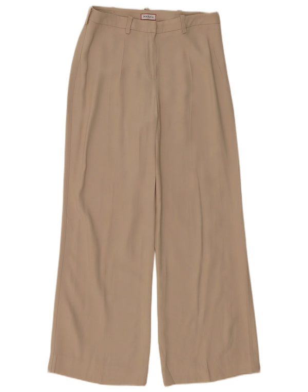 MAX & CO. Womens Wide Leg Casual Trousers UK 8 Small W26 L28 Beige Acetate