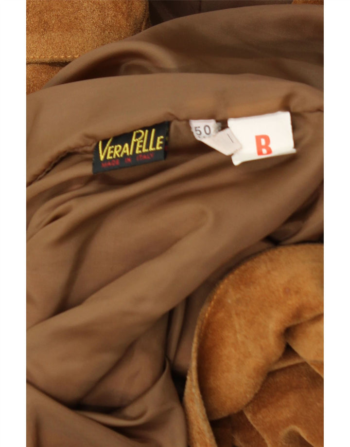 Vintage męska zamszowa kurtka IT 50 duża beżowa skóra