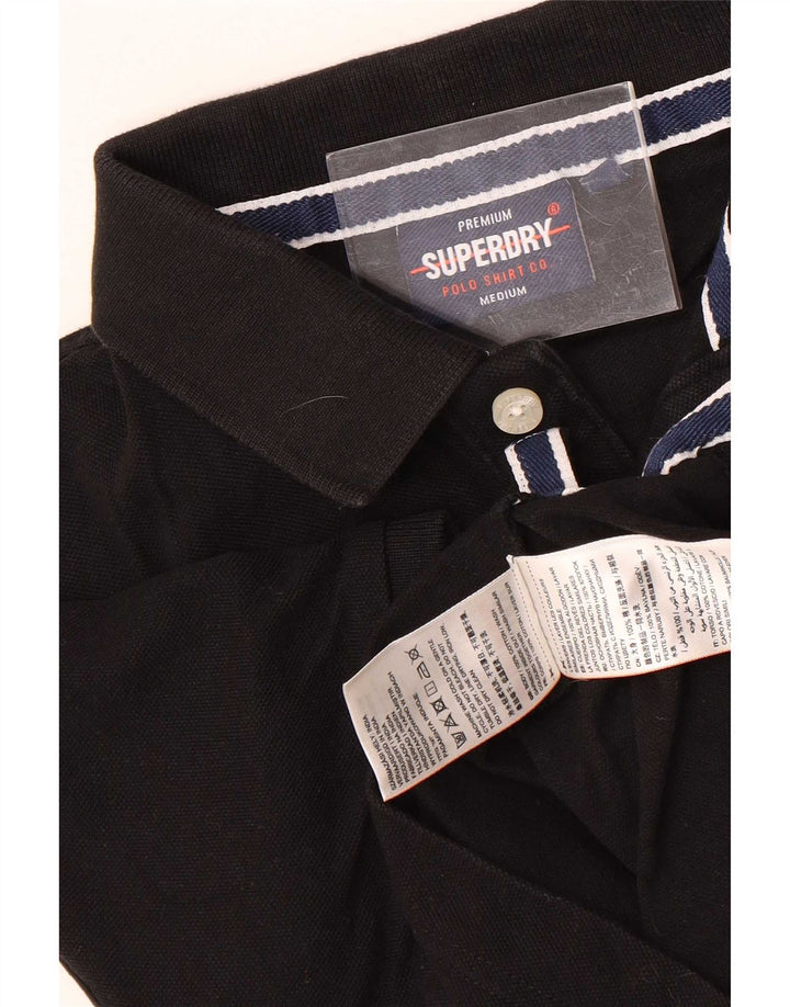 Męska koszulka polo Superdry, średnia czarna, bawełniana