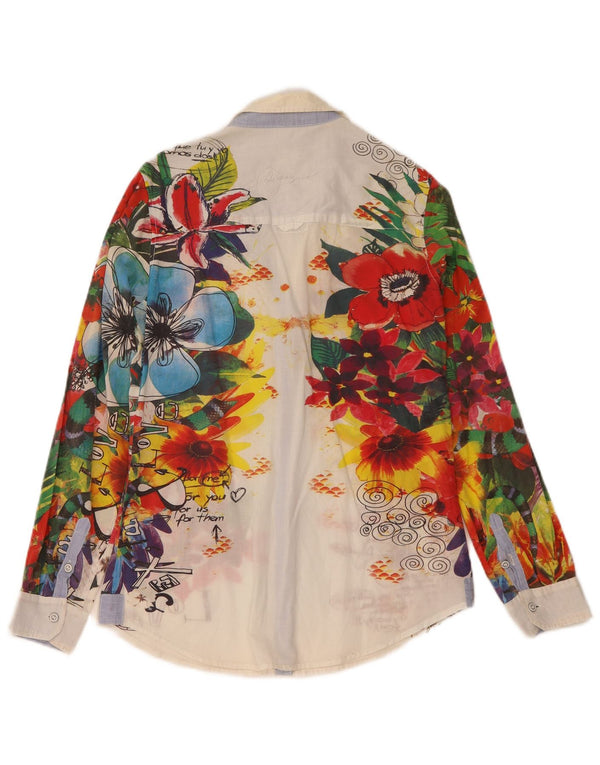 Desigual Womens Graphic Shirt UK 14 Medium Multicoloured Floral Cotton