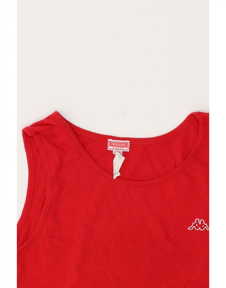 KAPPA Womens Vest Top UK 14 Large Red Cotton Vintage Kappa and Second-Hand Kappa from Messina Hembry 