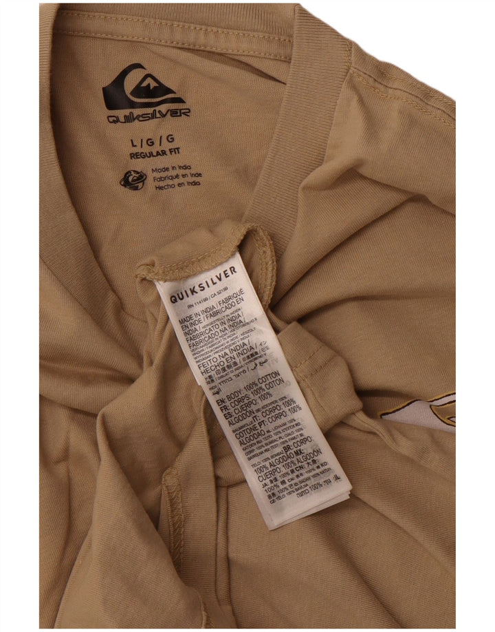 Męski T-shirt z grafiką o regularnym kroju QUIKSILVER, duży, beżowy, bawełniany