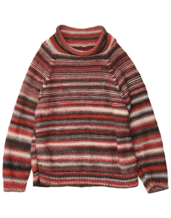 Vintage męski sweter z golfem, w średnie, wielokolorowe paski
