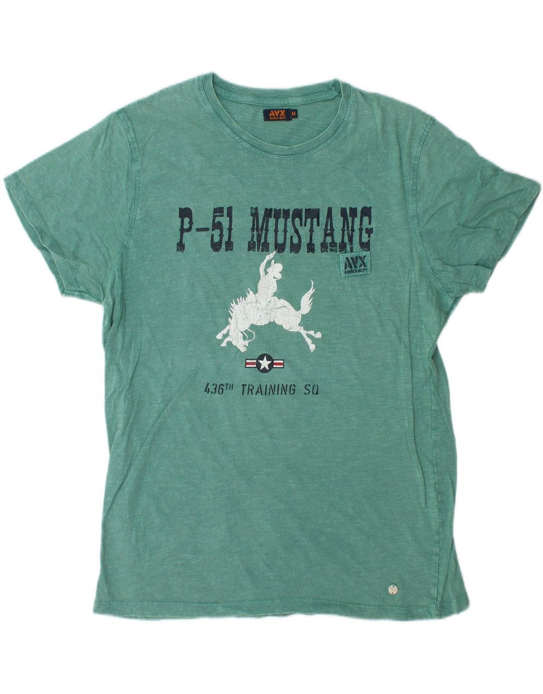 Męska koszulka z grafiką AVIREX Top, średnia, zielona bawełna