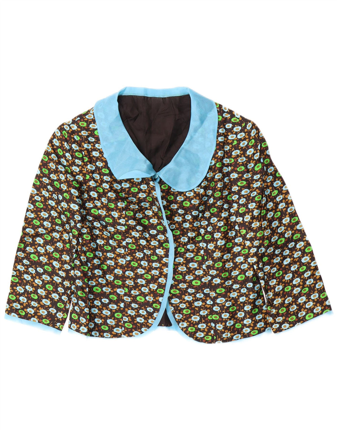 VINTAGE damski zestaw 2-częściowy z rękawami 3/4 UK 14, średni czarny w kwiaty