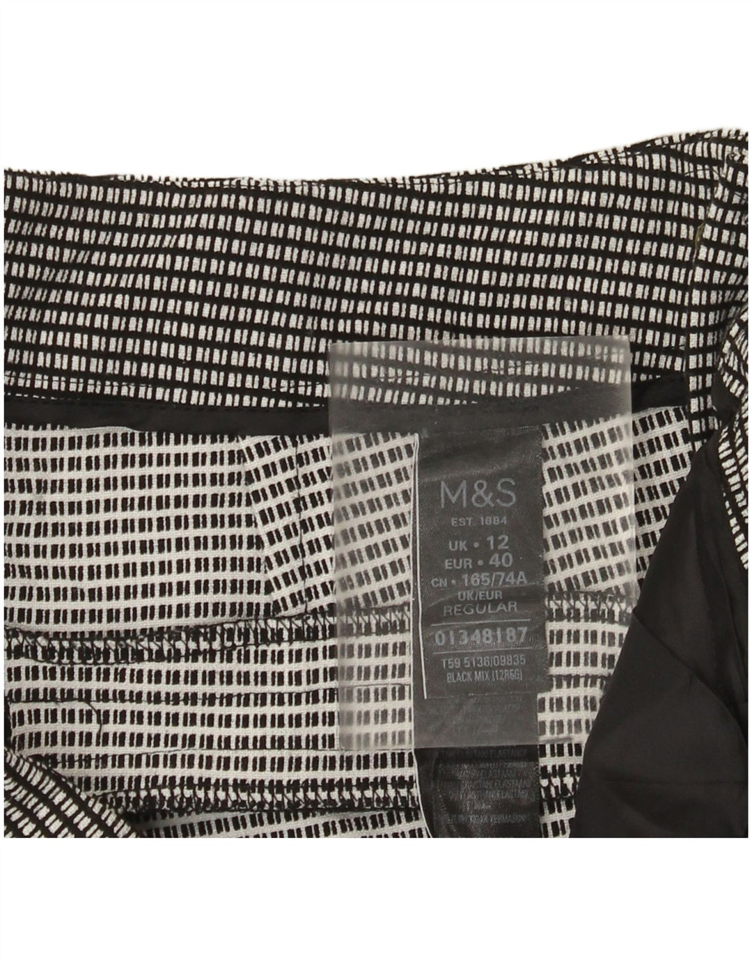 Damskie spodnie Chino Marks & Spencer UK 12 Medium W32 L29 Czarna kratka