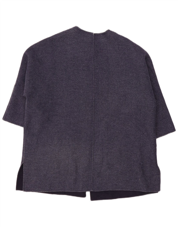 Damski płaszcz oversize z rękawem 3/4 ZARA UK 10, mały, granatowy, wełniany