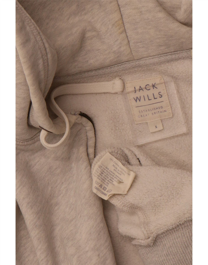 JACK WILLS Męski sweter z kapturem i zamkiem, mały, szary, bawełniany