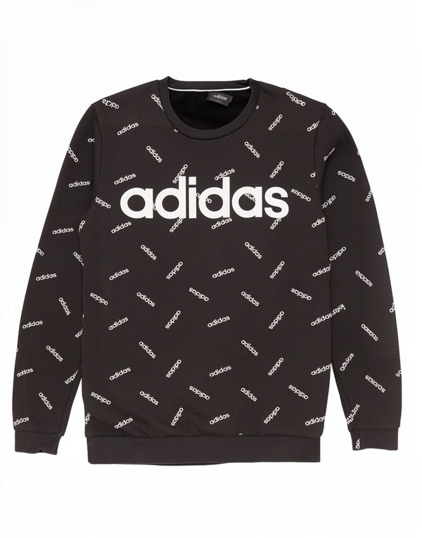 Męska bluza Adidas z grafiką, średnia czarna bawełniana