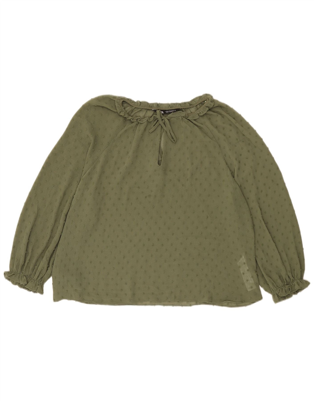 Damska bluzka z prześwitującym rękawem 3/4 Zara UK 14 Medium Khaki w cętki
