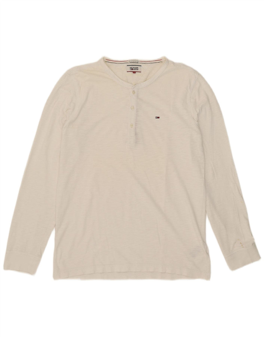 Tommy Hilfiger Męski top z długim rękawem XL, biała bawełna