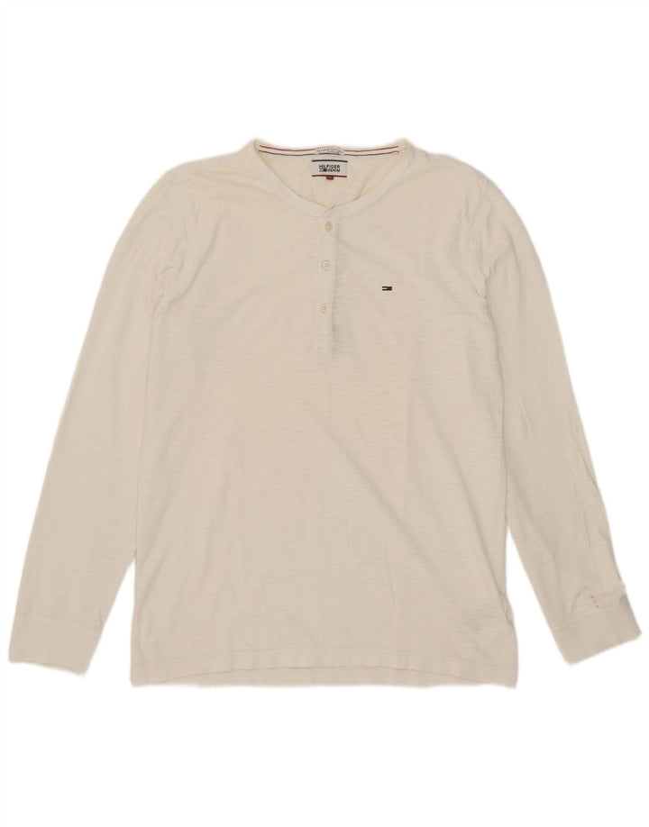 Tommy Hilfiger Męski top z długim rękawem XL, biała bawełna