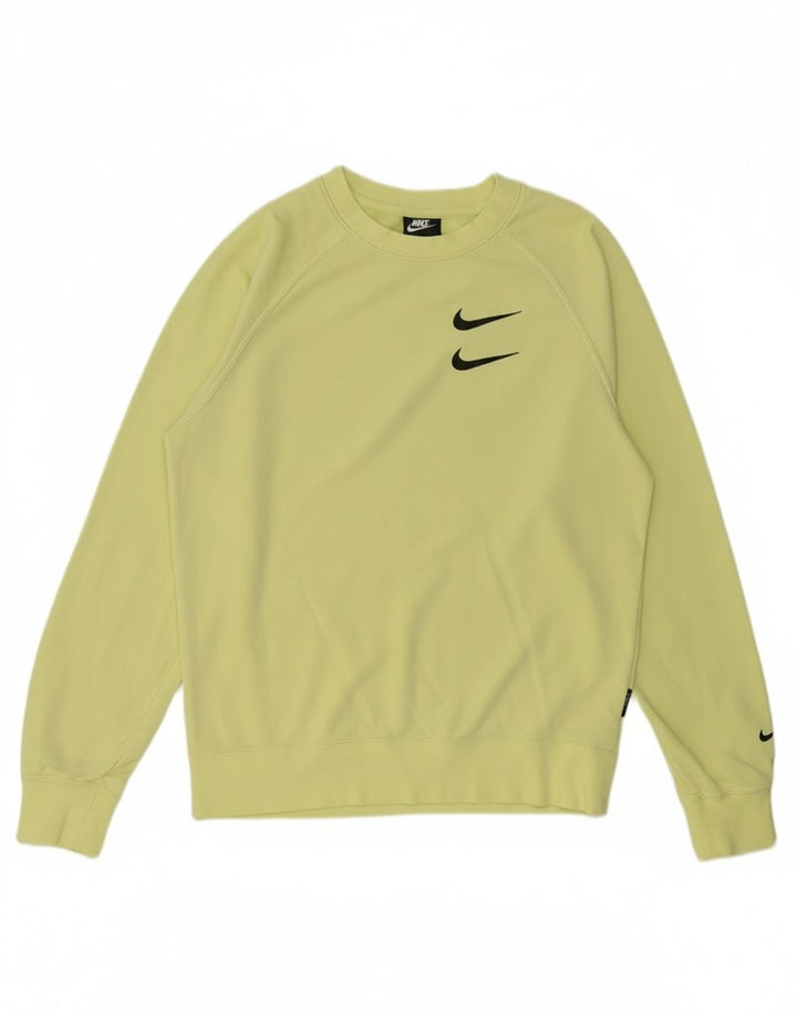 Męski sweter z grafiką Nike, mały, żółty, bawełniany