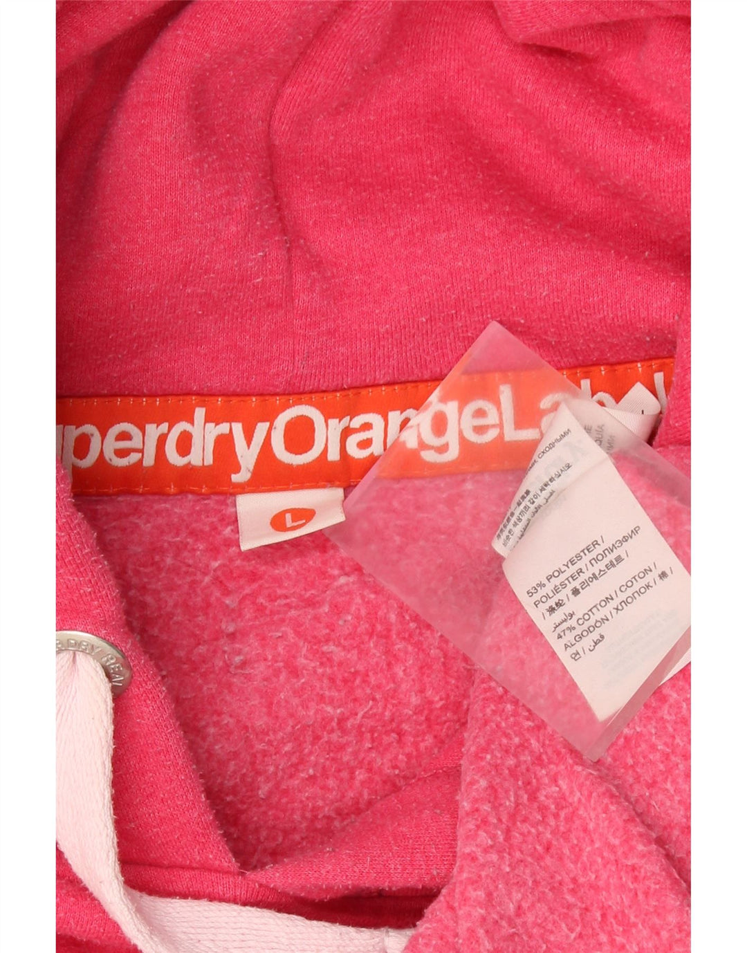 SUPERDRY Damski sweter z kapturem UK 16, duży, różowy poliester