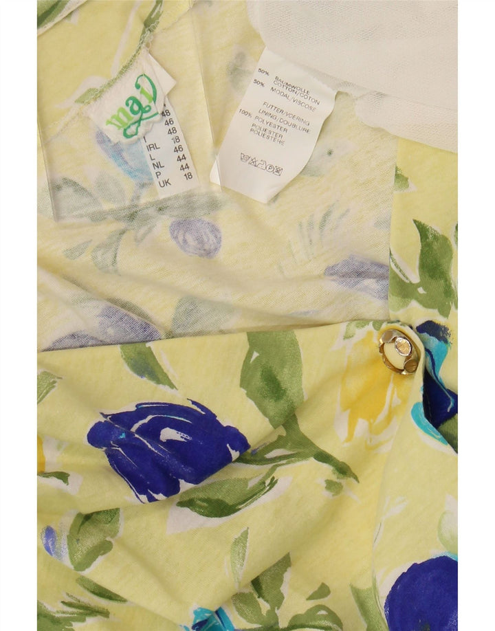 Damska sukienka koszulowa z krótkim rękawem VINTAGE UK 18 XL Żółta bawełna w kwiaty