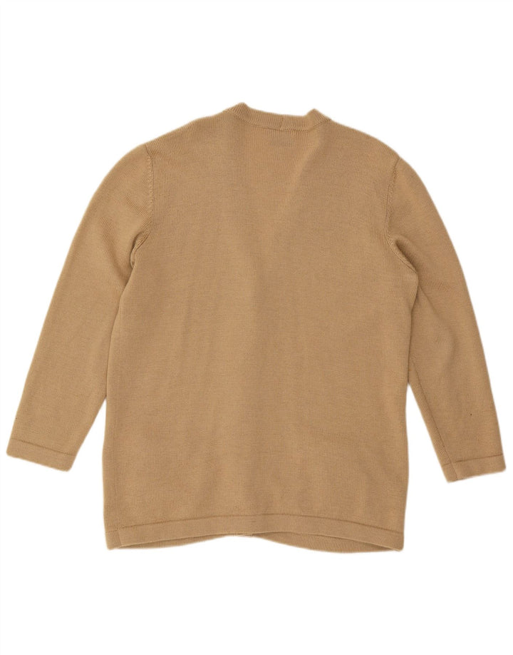 LUISA SPAGNOLI Damski sweter kardigan UK 14, duża beżowa wełna