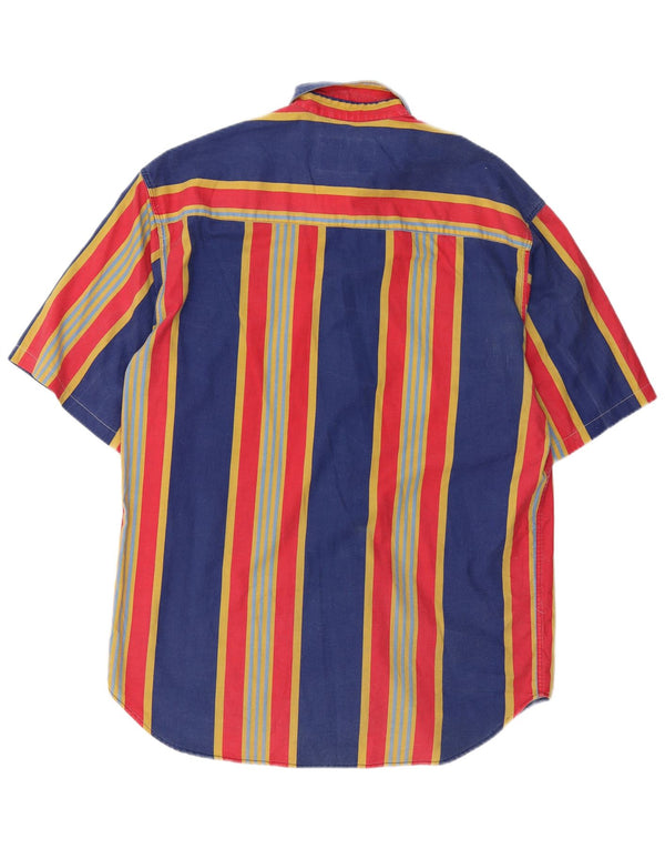 Koszula męska z krótkim rękawem w stylu vintage, duża, wielobarwna, bawełniana w paski