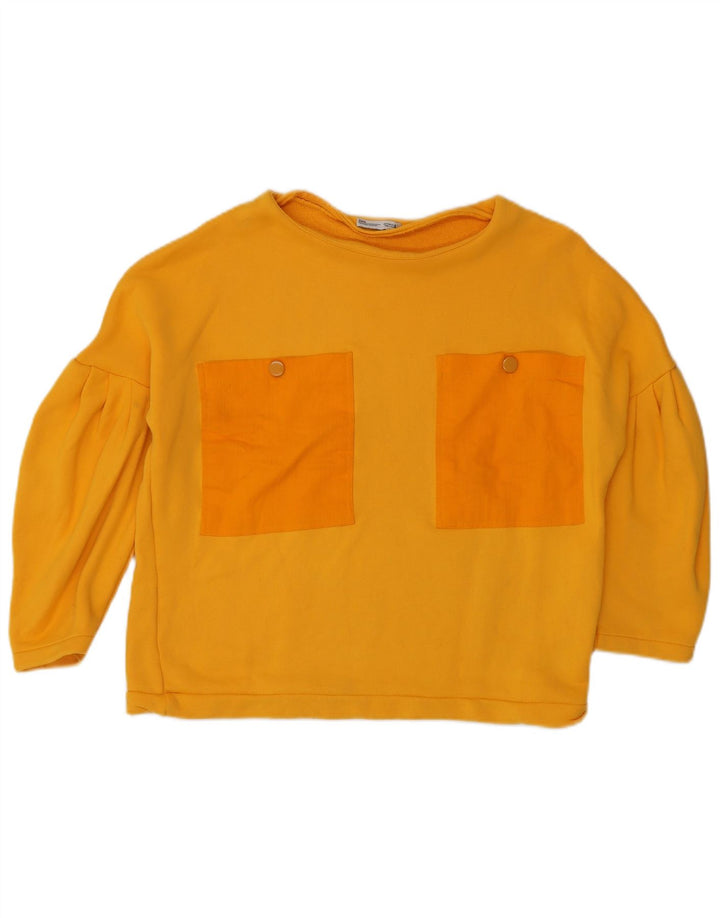 Damski sweter oversize z rękawem 3/4 Zara UK 10, mały, żółty