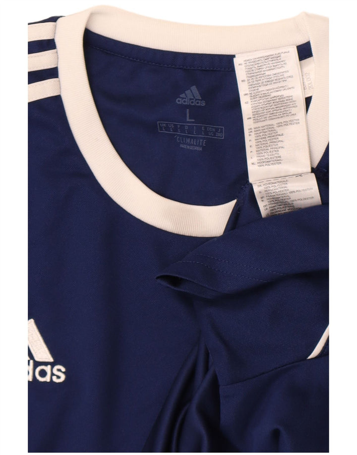 Adidas Męska koszulka Climalite Top, duża, granatowa, poliestrowa z blokami kolorów