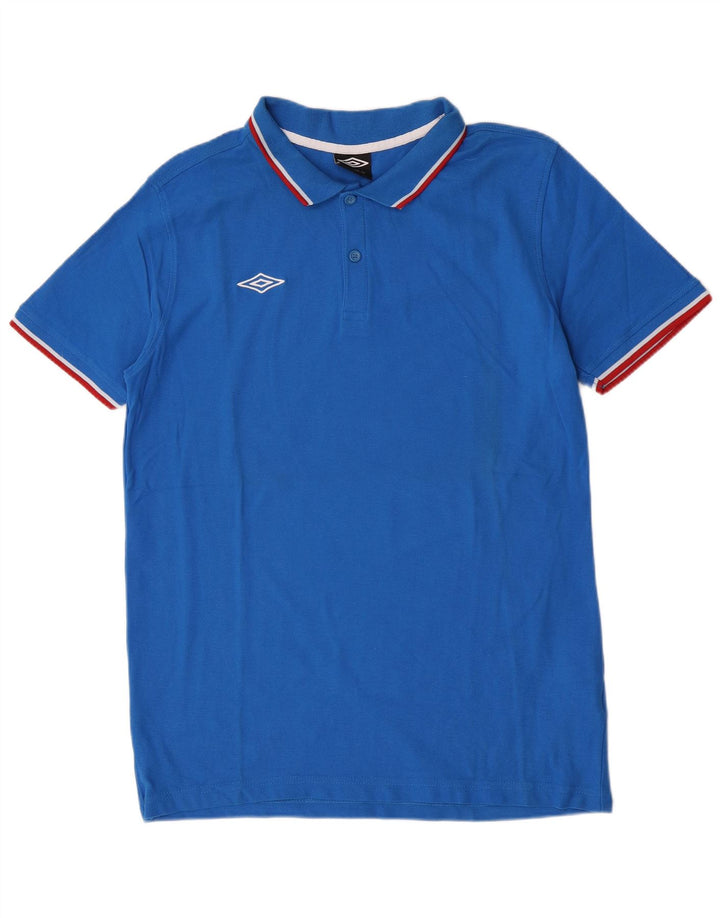 Męska koszulka polo z krótkim rękawem Umbro, duża, niebieska, bawełniana