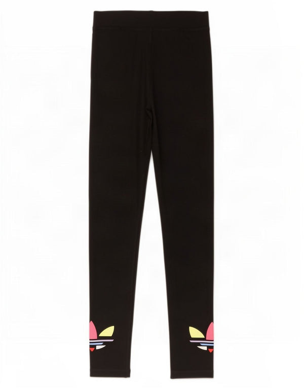 Adidas Womens Graphic Leggings UK 6 XS Black Cotton