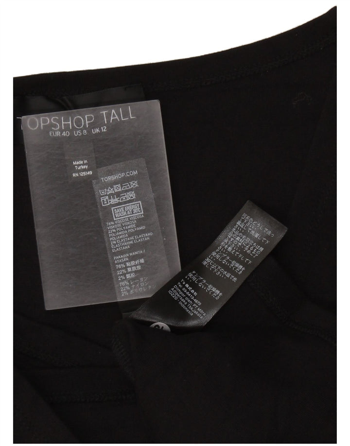 Damska wysoka obcisła sukienka Topshop UK 12, średnia czarna wiskoza