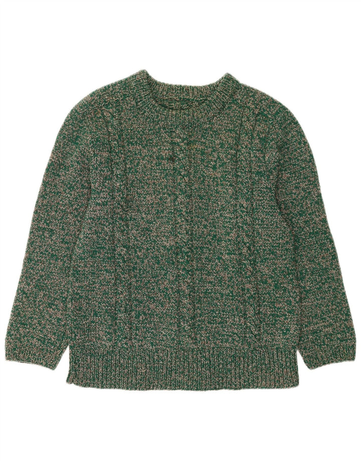 Vintage męski sweter z okrągłym dekoltem, średnio zielony, nakrapiany