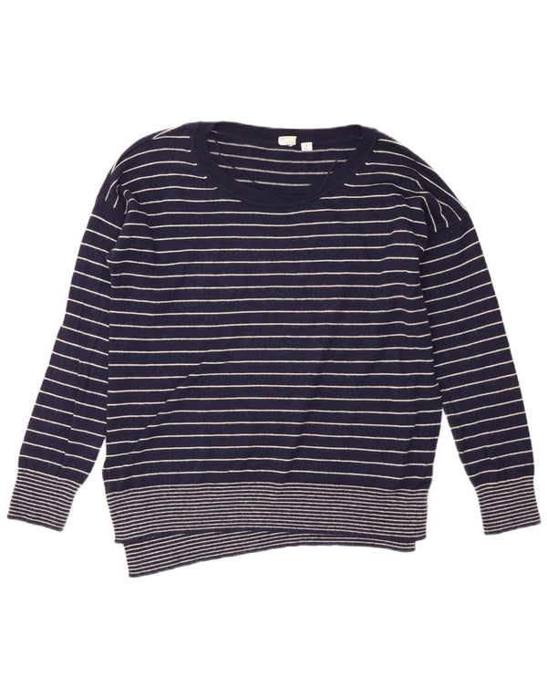 Gap Womens Boat Neck Jumper Sweater UK 14 Medium Navy Blue Striped Nylon
