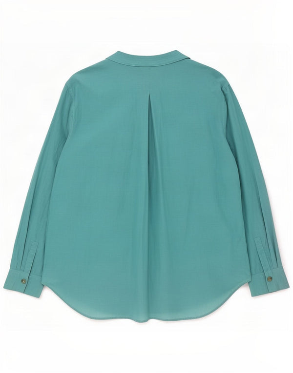 Massimo Dutti Womens Oversized Shirt Blouse EU 40 Medium Turquoise Cotton