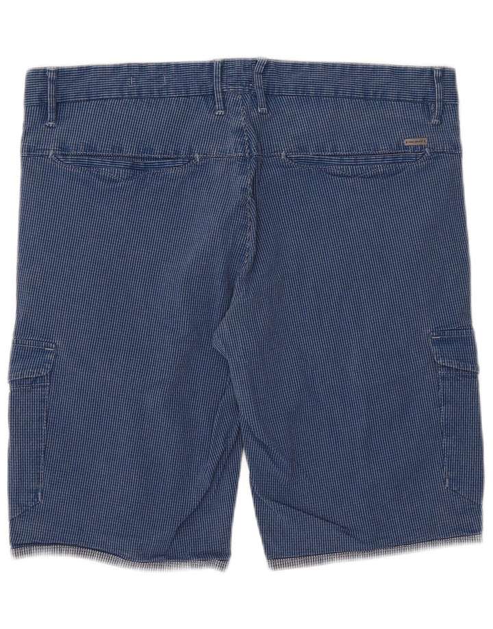 Męskie spodenki cargo Hugo Boss EU 48 Medium W34, niebieska bawełniana kratka