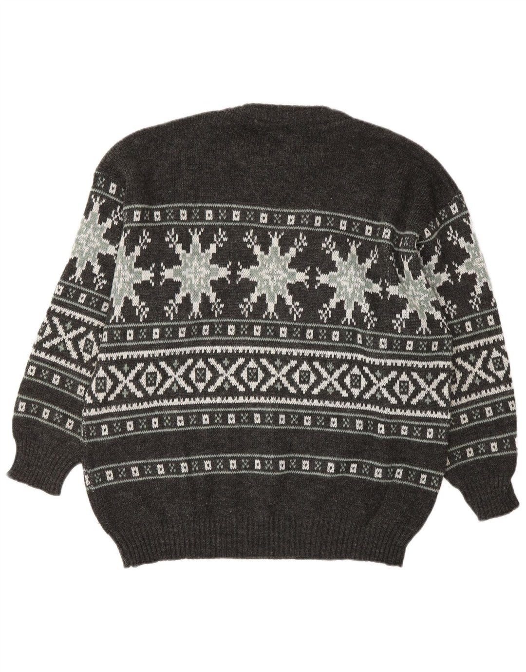 Męski sweter z okrągłym dekoltem Henry Scott, średnio szary, akryl Fair Isle
