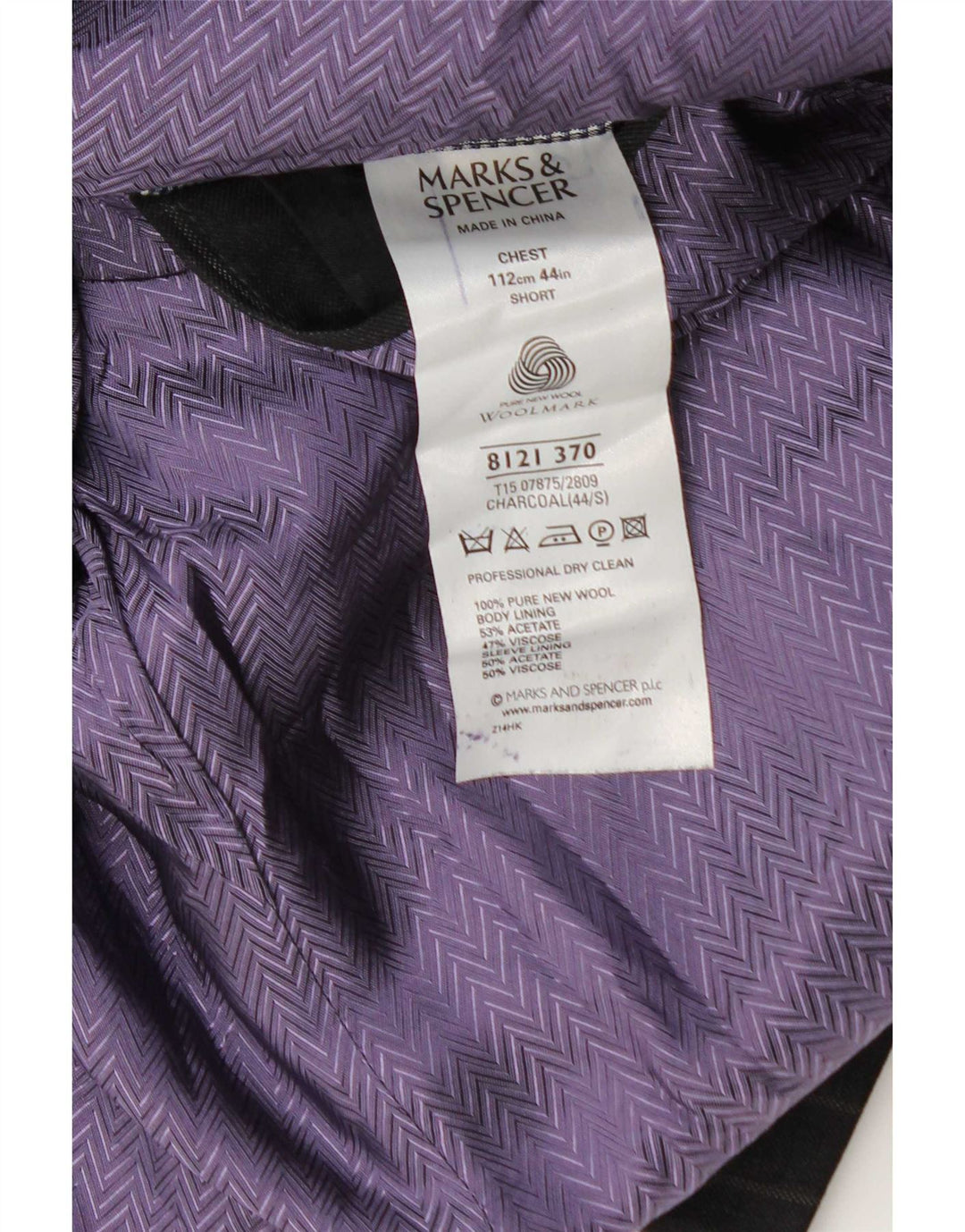 Marks & Spencer Męska marynarka zapinana na 2 guziki UK 44 XL Szara wełniana w prążki