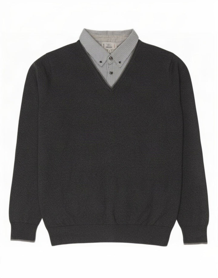 Męski sweter polo Marks & Spencer o regularnym kroju, średnioszary